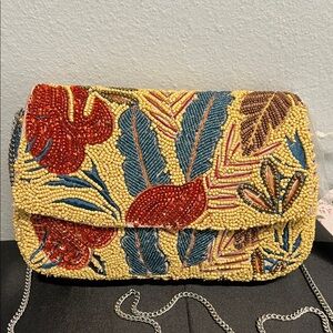 Handcrafted In India | Fall Leaf Beaded Bag w/ Crossbody Strap